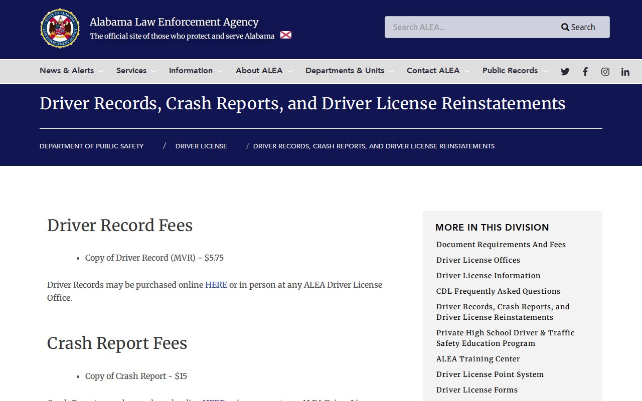 Jackson County criminal records and ALEA crash report access