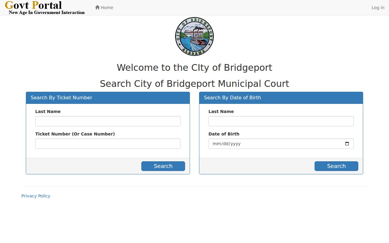 Bridgeport criminal records municipal ticket search fields