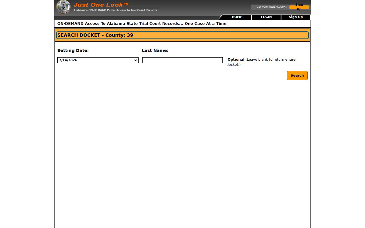 Jackson County criminal court case docket search controls