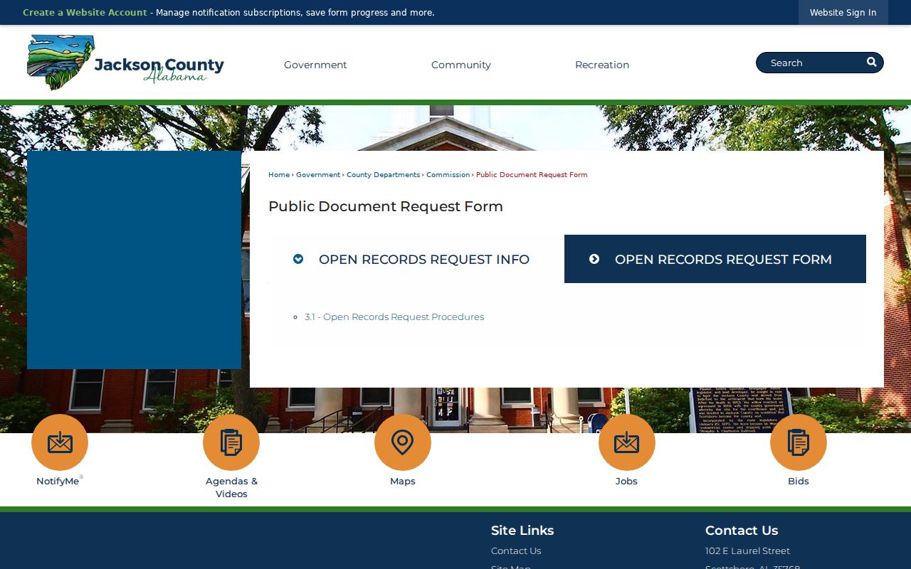 Jackson County criminal records public document request process