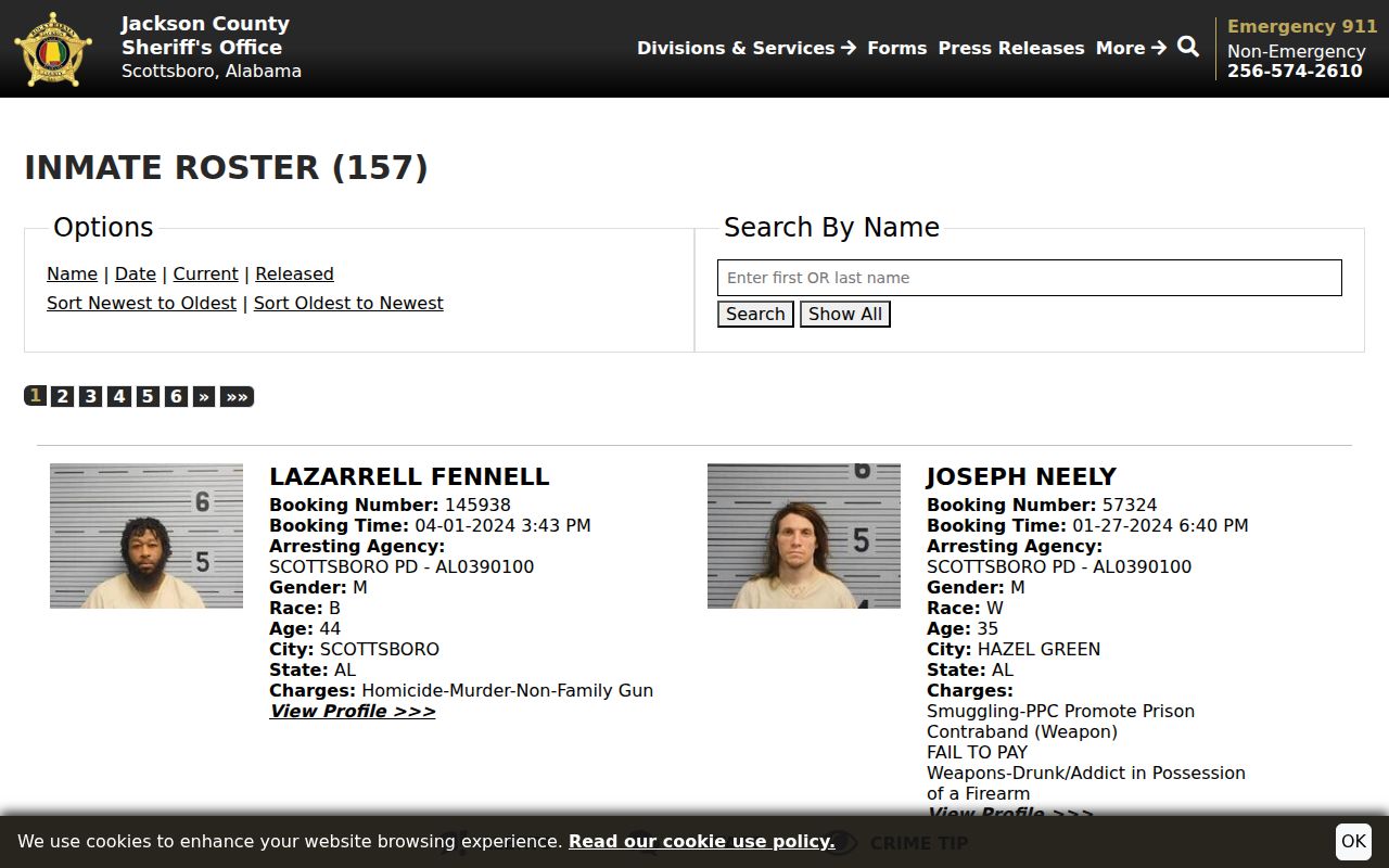 Jackson County arrest record roster name search